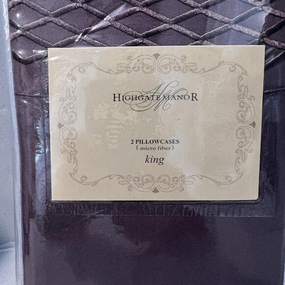 NWT Highgate Manor Set Of 2 King Pillowcases MicroFiber Taupe Diamond Collection - Picture 2 of 4